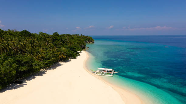 istock Tropical island with a beach and palm trees. Mahaba Island, Philippines 1304173363