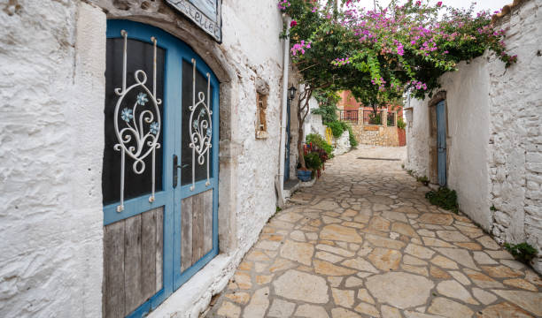 istock Colorfully planted mountain village, Afionas Greece 1304176698