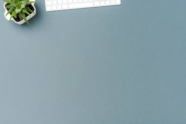 istock Overhead shot of business desktop with computer 1304179713