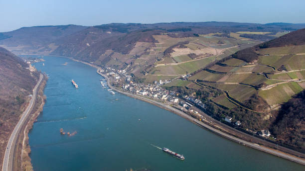 istock Panoramic aerial view over River Rhine, Germany 1304186537