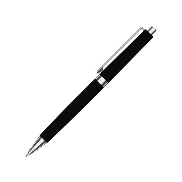 ilustrações de stock, clip art, desenhos animados e ícones de automatic spring ballpoint pen in black case. vector illustration - pen