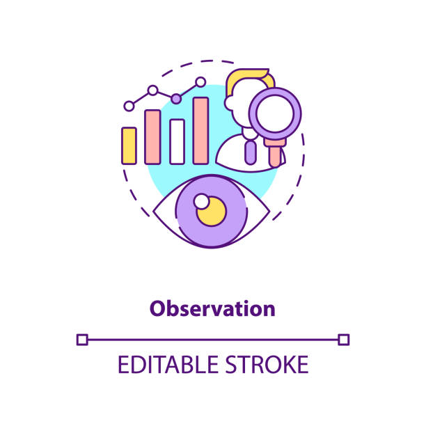 Making observation concept icon Making observation concept icon. Formulating hypotheses and experiments idea thin line illustration. Qualitative and quantitative. Vector isolated outline RGB color drawing. Editable stroke quantitative research stock illustrations