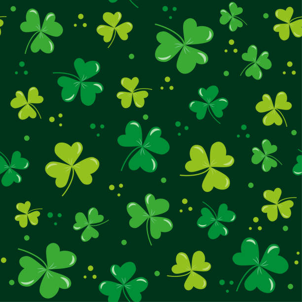 클로버 리프 매끄러운 패턴 - irish culture st patricks day backgrounds good luck charm stock illustrations