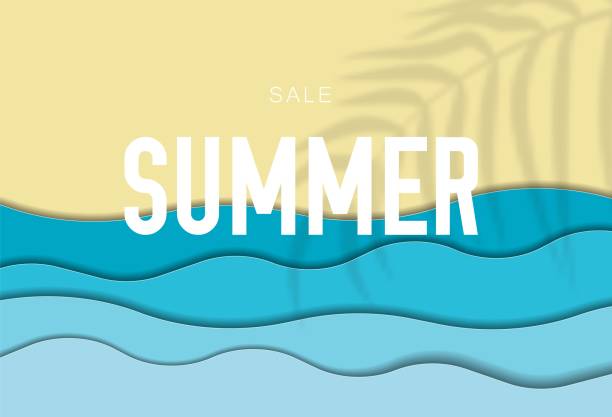 istock Summer sale banner with paper cut tropical beach background. 1304194182