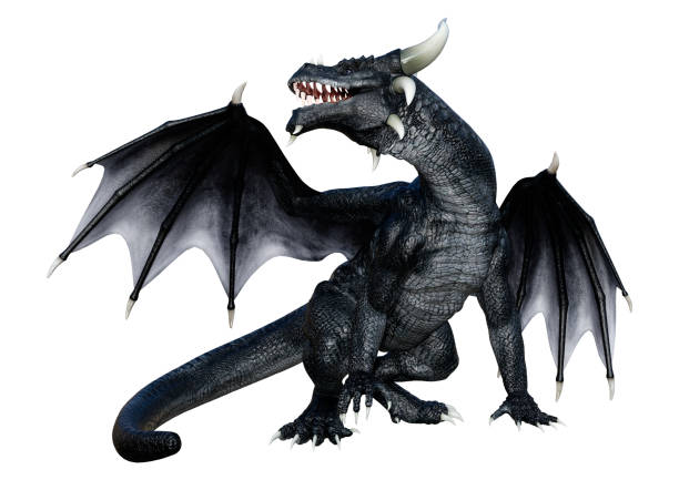 istock 3D illustration fantasy dragon on white 1304196415