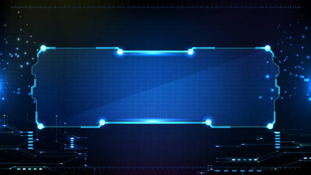 istock abstract futuristic background of blue glowing technology sci fi frame hud ui 1304198839