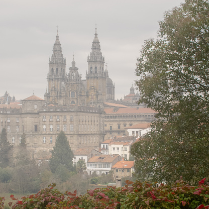 Winter view of the city of Santiago de Compostela in winter. Typical Galician day.
