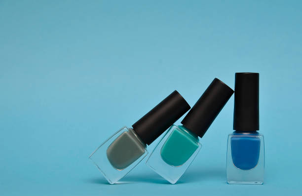 istock Nail polish in trendy blue color. 1304207577
