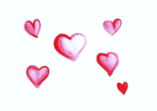 istock Watercolor paint of multi heart,on white paper, 1304207692