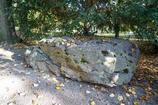 This Granite is rich in quartz, mica and feldspar photographed in daylight in Bavaria