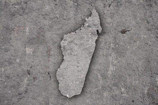 Map of Madagascar on weathered concrete