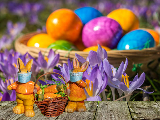 istock Colorful Easter eggs with corona bunnies 1304214140