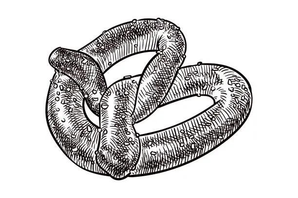 Vector illustration of Vector drawing of a pretzel