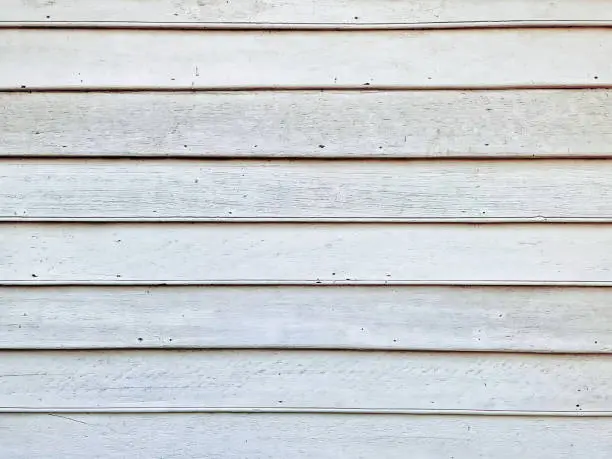 Full Frame Background of White Overlapping Wooden Planks Wall