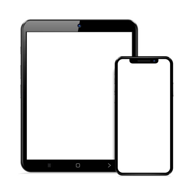 Tablet with phone mock up vector Tablet with phone mock up. Vector illustration. e reader stock illustrations