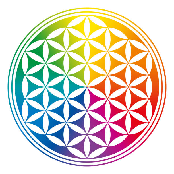 istock Flower of Life, inverted and rainbow colored 1304223099