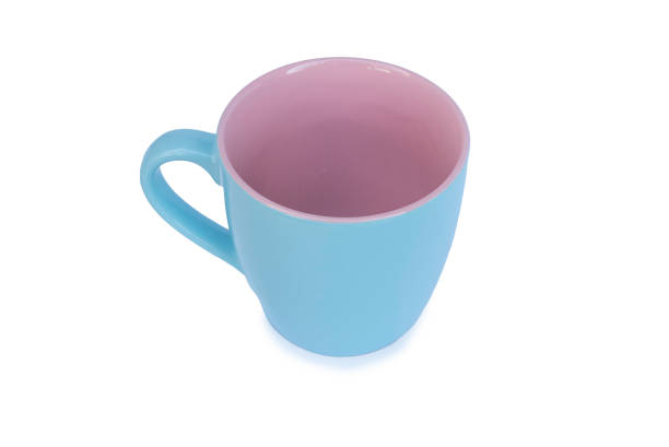 istock High angle view of blue and pink cup isolated on a white background. 1304224779