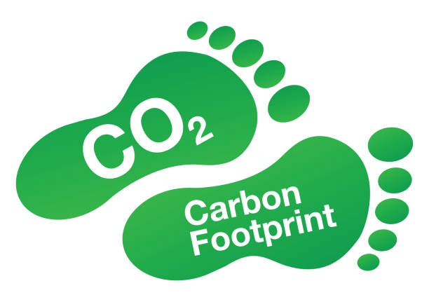 carbon footprint - recycling carbon footprint footprint sustainable resources stock-grafiken, -clipart, -cartoons und -symbole