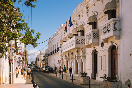 Streets of Santo Domingo in Historic Colonial district Dominican Republic