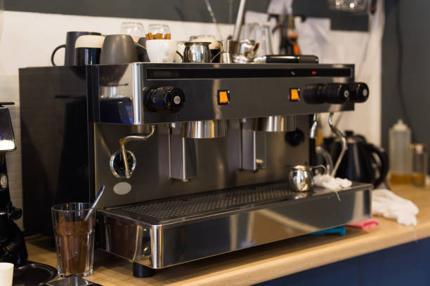 istock Coffee machine in coffee shop. Drinks and coffee house concept. 1304231280
