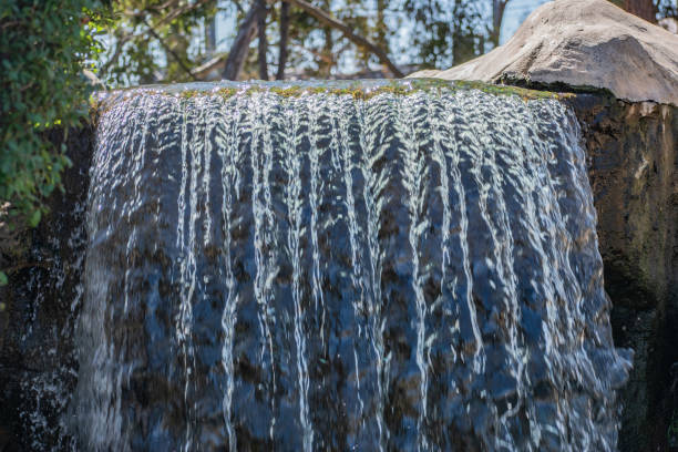 Small waterfall and river flows through Kenneth Hahn State Park in Los Angeles