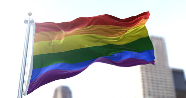 istock the rainbow flag flapping in the wind. 1304240802