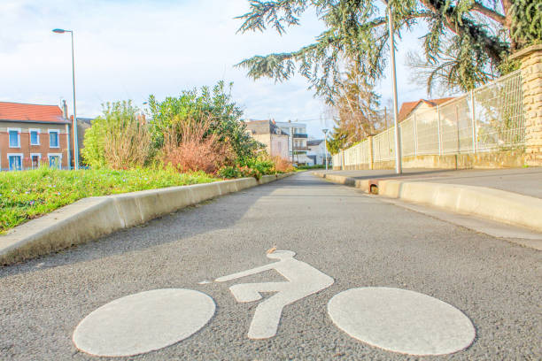 Cycle path in Chatellerault stock photo
