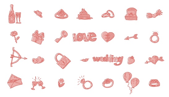 mini drawings for the wedding love and understanding. doodle sketch illustration