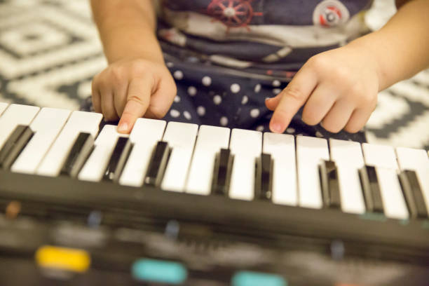 istock Baby Girl playing electronic piano synthesizer 1304251752