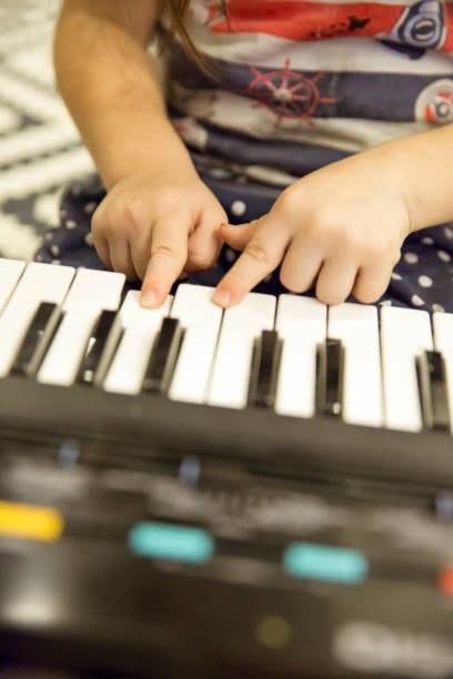 istock Baby Girl playing electronic piano synthesizer 1304252537