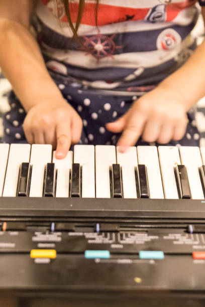 istock Baby Girl playing electronic piano synthesizer 1304252561