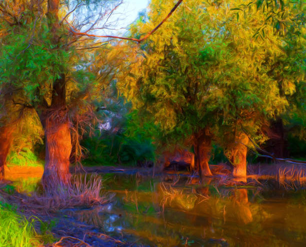 istock Oil landscape painting 1304253167