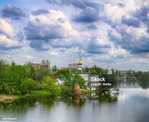 Beautiful View Of Cityscape In The Summer Church Of Blessed Xenia Of St Petersburg On The Riverbank Of The River Southern Bug In Vinnytsia Ukraine Stock Photo - Download Image Now