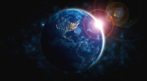 istock Planet earth globe view from space showing realistic earth surface and world map 1304261399