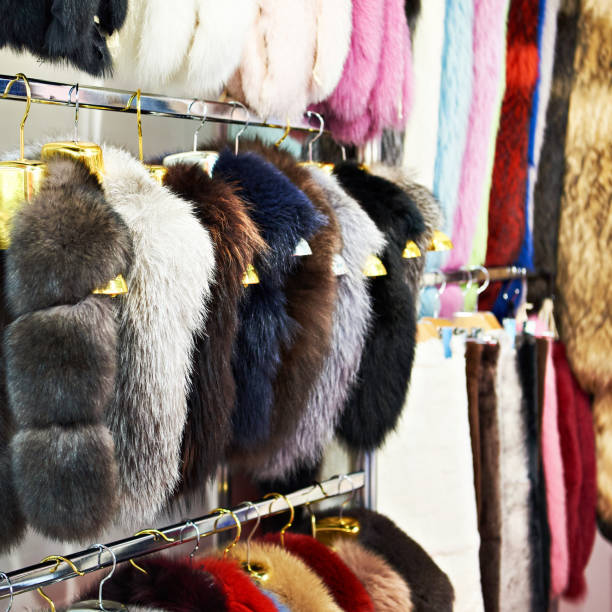 istock Colorful dyed fur on market 1304264861