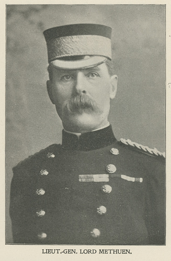 Portrait of Field Marshal Paul Sanford Methuen, 3rd Baron Methuen (1845 - 1932). Vintage photo etching circa late 19th century.