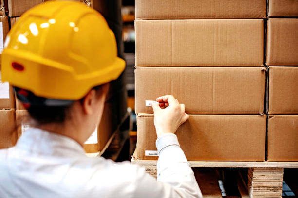 Woman storekeeper Woman working in warehouse labeling stock pictures, royalty-free photos & images