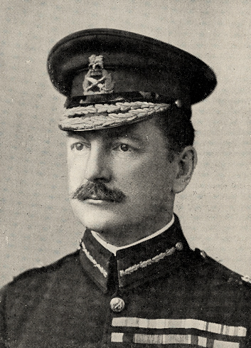 Portrait of Sir Ian Standish Monteith Hamilton (1853 - 1947). Vintage photo etching circa late 19th century.