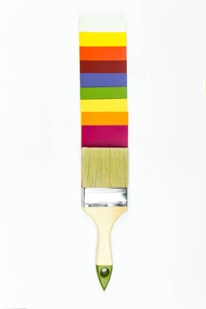 istock Color Palette And Brush With Wood Handle on white background. 1304267133