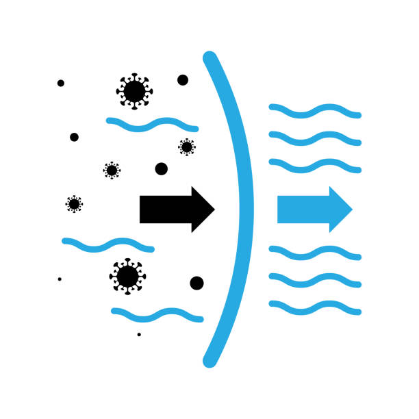 Air Filter Icon, Hepa Filtration Symbol, Dust Filter Sign Air filter icon. Hepa filtration symbol, dust filter sign, purifier silhouette, dust and pollen protect vector graphic element, cleanroom pictogram clean room stock illustrations
