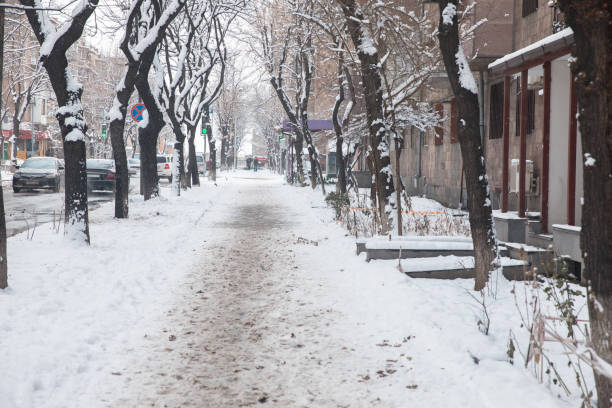istock Snowy road in winter 1304268978