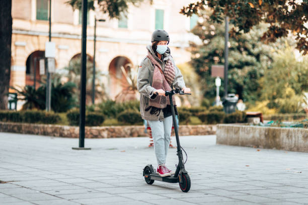 istock Woman using the scooter during the lockdown 1304269558