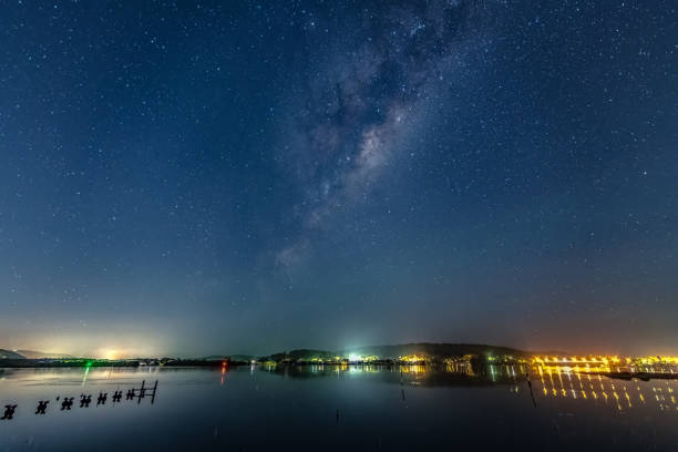 istock Stars and milky way waterscape 1304269859
