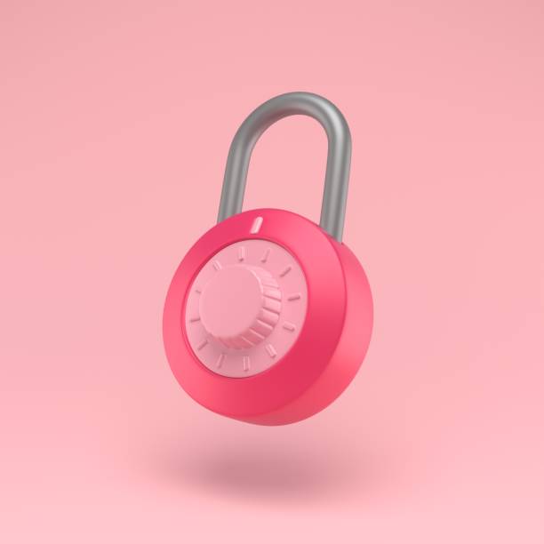 istock Padlock icon simple 3d illustration on pastel abstract background. Lock with combination. Minimal concept. 3d rendering 1304269947
