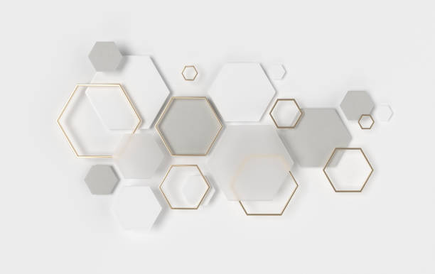 istock Hexagonal abstract background, depth of field effect. Modern cellular honeycomb 3d panel with hexagons. Ceramic, concrete, glass tile. 3d wall texture.  Geometric background for interior wallpaper design 1304276328