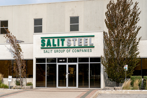 Vaughan, Ontario, Canada - October 10, 2020: Salit Steel company is seen in Vaughan, Ontario, Canada. Salit Steel is an integrated network of companies that deliver steel solutions.