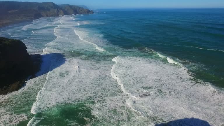 Fliying over Karekare Beach in West Auckland, New Zealand