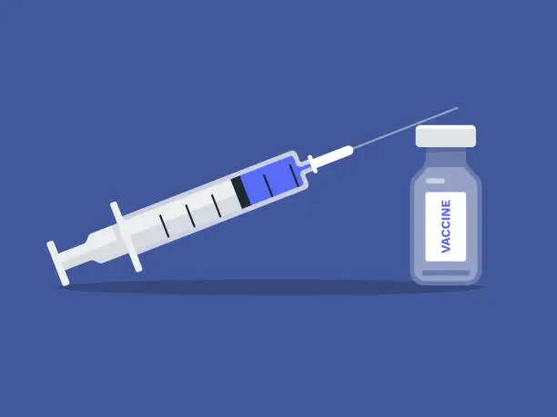 Vector illustration of Illustration of vaccine bottle and syringe