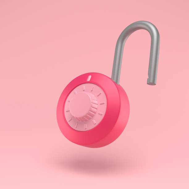 istock Padlock icon simple 3d illustration on pastel abstract background. Lock with combination. Minimal concept. 3d rendering 1304279600