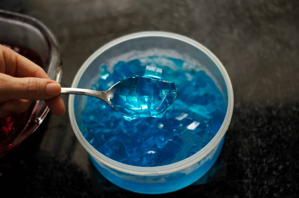 Homemade gelatin, cut into cubes.